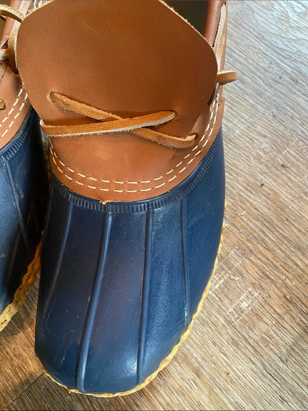 L.L. Bean Brown and Navy Leather and Rubber Duck Boot Shoes
